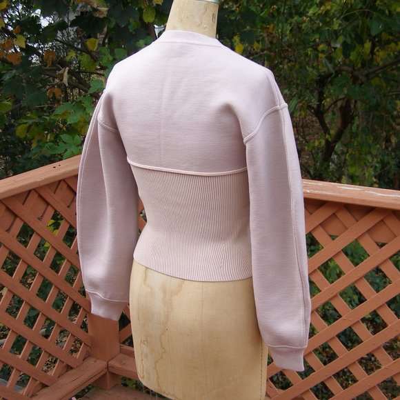 NWOT $2470 Alexander McQueen Corset Puff-sleeve Cotton Sweatshirt Knit top - Picture 13 of 13